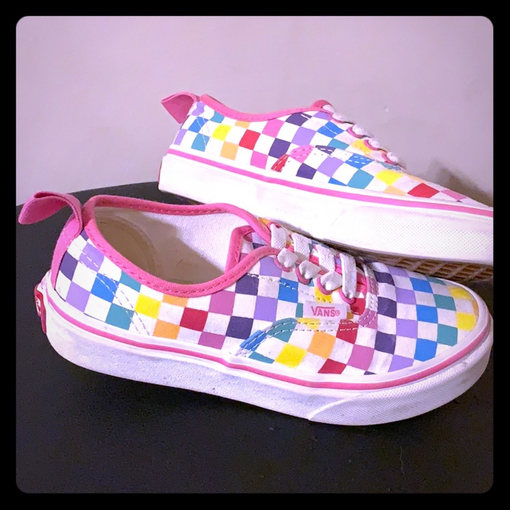 Children’s rainbow checkered VANS